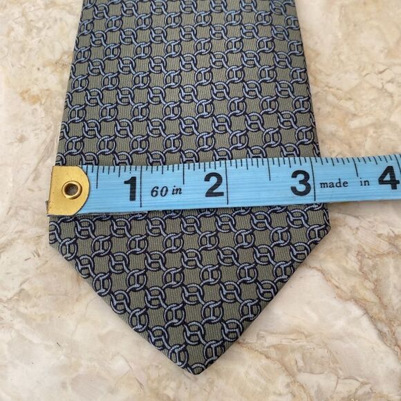 Authentic Hermes 100% Silk Tie Chain Pattern - Picture 7 of 8